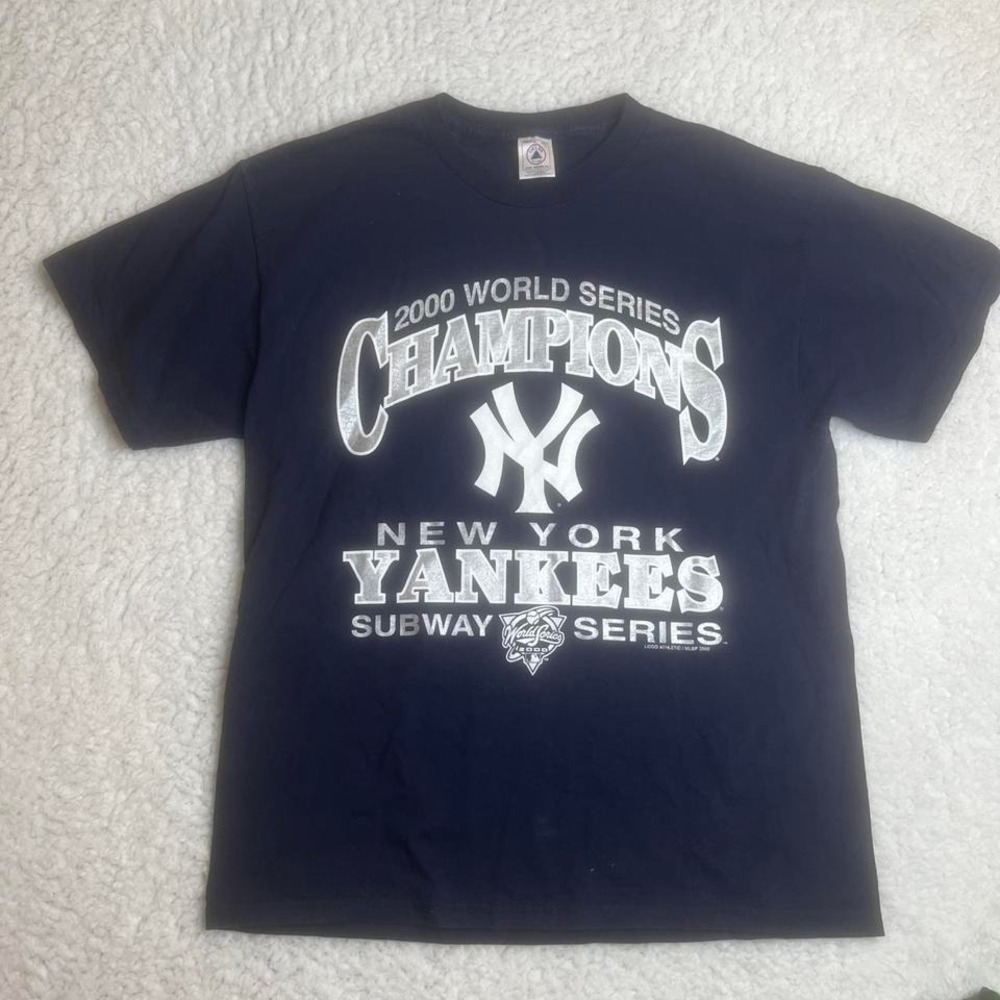2000 New York Yankees men's blue World Series subway series tshirt‎